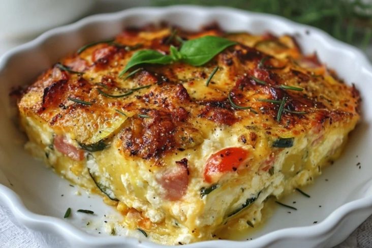 Hüttenkäse-Gemüseauflauf