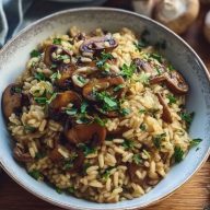 Pilzrisotto aus einem Topf