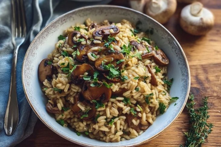 Pilzrisotto aus einem Topf