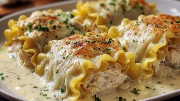 Einfache Hähnchen Alfredo Lasagne-Röllchen