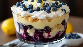 Einfaches Zitronen-Heidelbeer-Cheesecake-Trifle