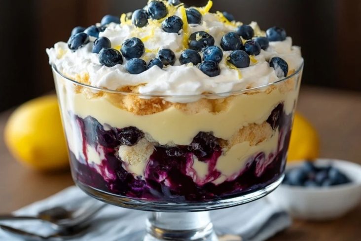 Einfaches Zitronen-Heidelbeer-Cheesecake-Trifle