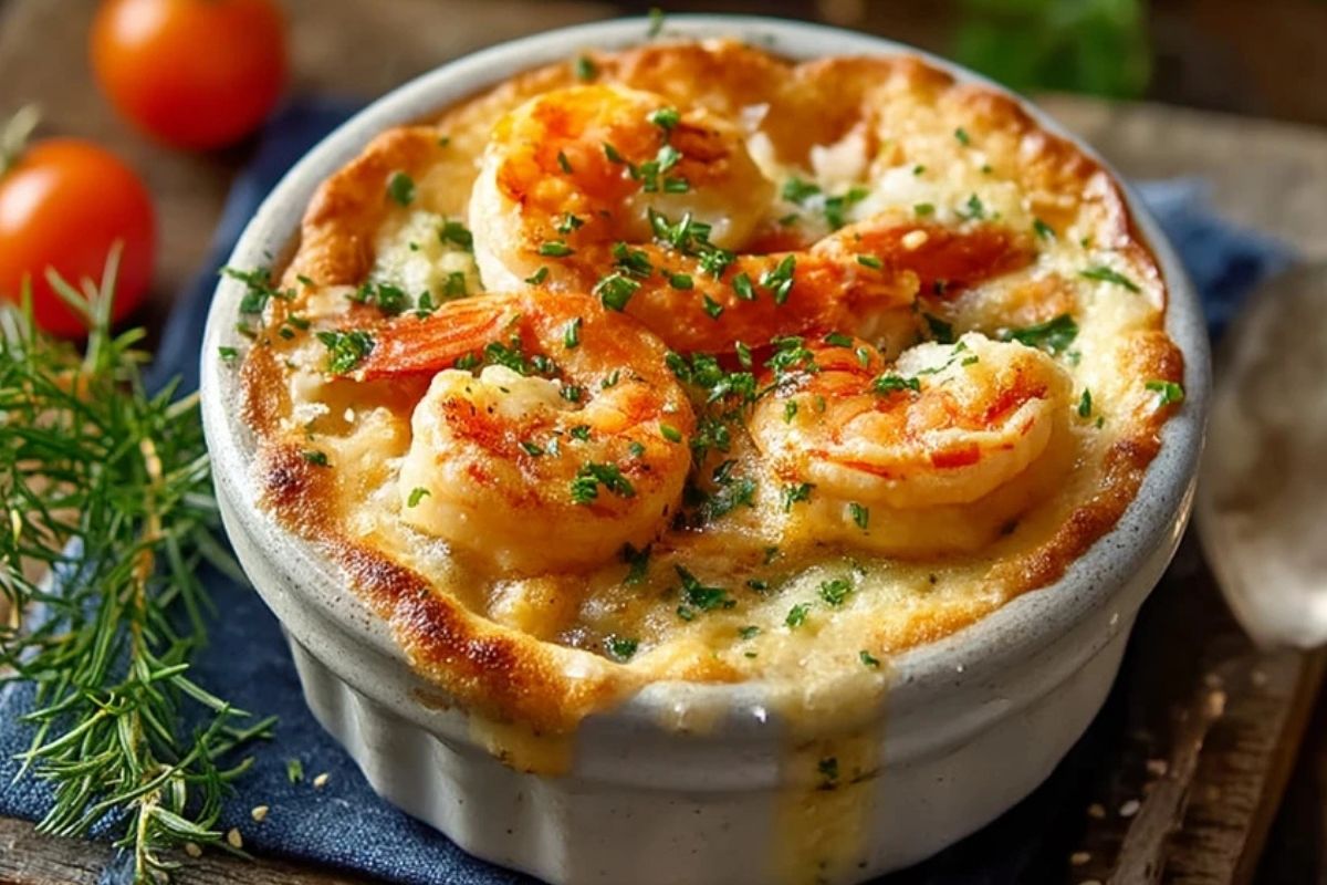 Hummer-und-Garnelen-Topf mit Bisquitdecke