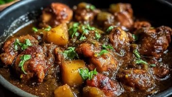 Jamaikanischer Brauner Hähnchen-Eintopf