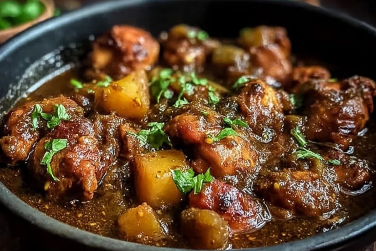 Jamaikanischer Brauner Hähnchen-Eintopf