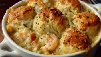 Käsebrötchen Meeresfrüchte Auflauf