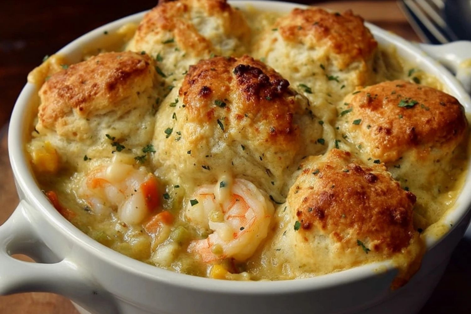 Käsebrötchen Meeresfrüchte Auflauf