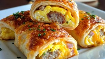 Wurst-Ei-Käse Frühstücks-Röllchen