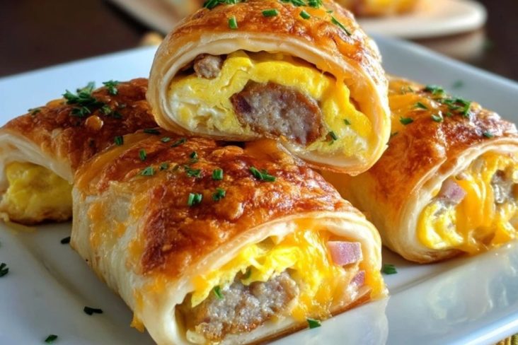 Wurst-Ei-Käse Frühstücks-Röllchen