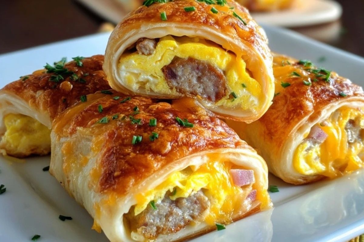 Wurst-Ei-Käse Frühstücks-Röllchen