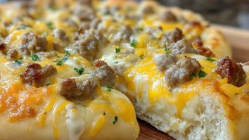 Würzige Wurstsoßen-Croissant-Rollen-Frühstückspizza