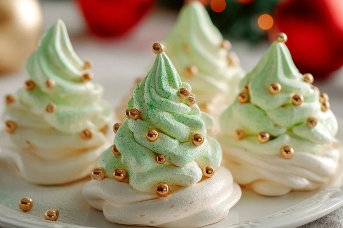 Festliche Meringue Tannenbäume