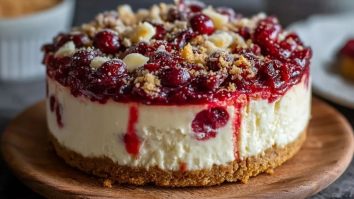 Käsekuchen Mit Cranberries Und Weißer Schokolade