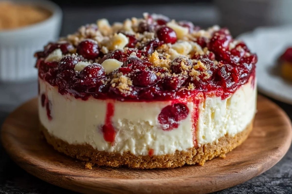 Käsekuchen Mit Cranberries Und Weißer Schokolade