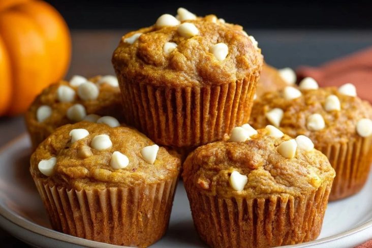 Saftige Kürbis-Muffins mit Weißen Schokoladenstückchen