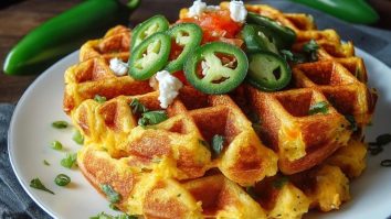 Scharfe Cheddar-Jalapeño-Maiswaffeln