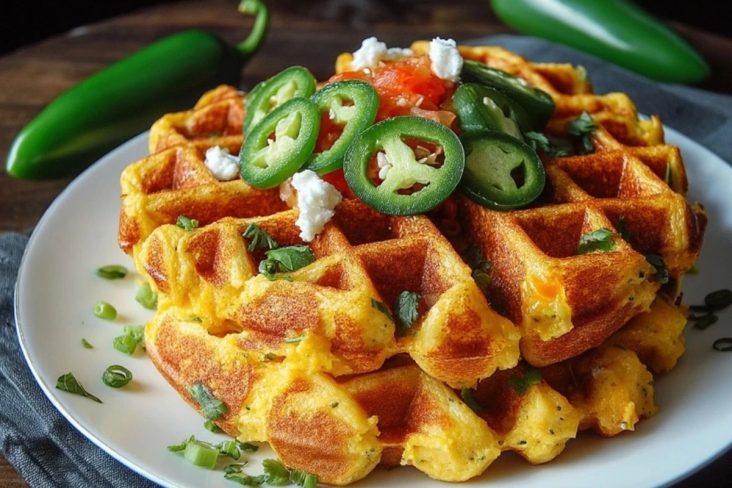 Scharfe Cheddar-Jalapeño-Maiswaffeln