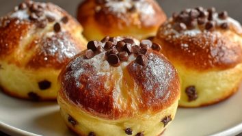 Schokoladenstückchen-Vanillepudding-Brioches