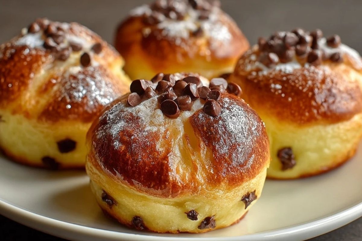 Schokoladenstückchen-Vanillepudding-Brioches