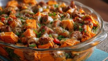 Süßkartoffel-Wurst-Auflauf