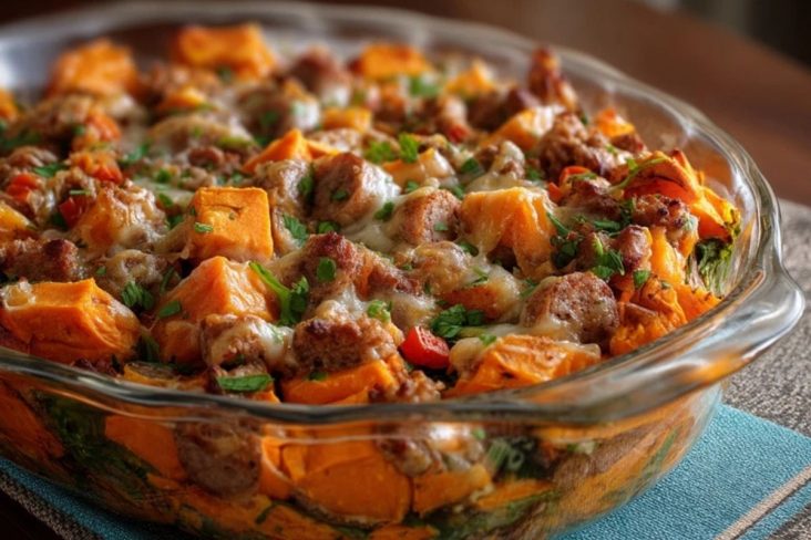 Süßkartoffel-Wurst-Auflauf